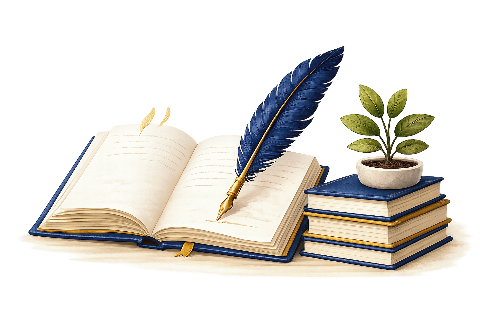 Books, open notebook, and study items for English tutoring