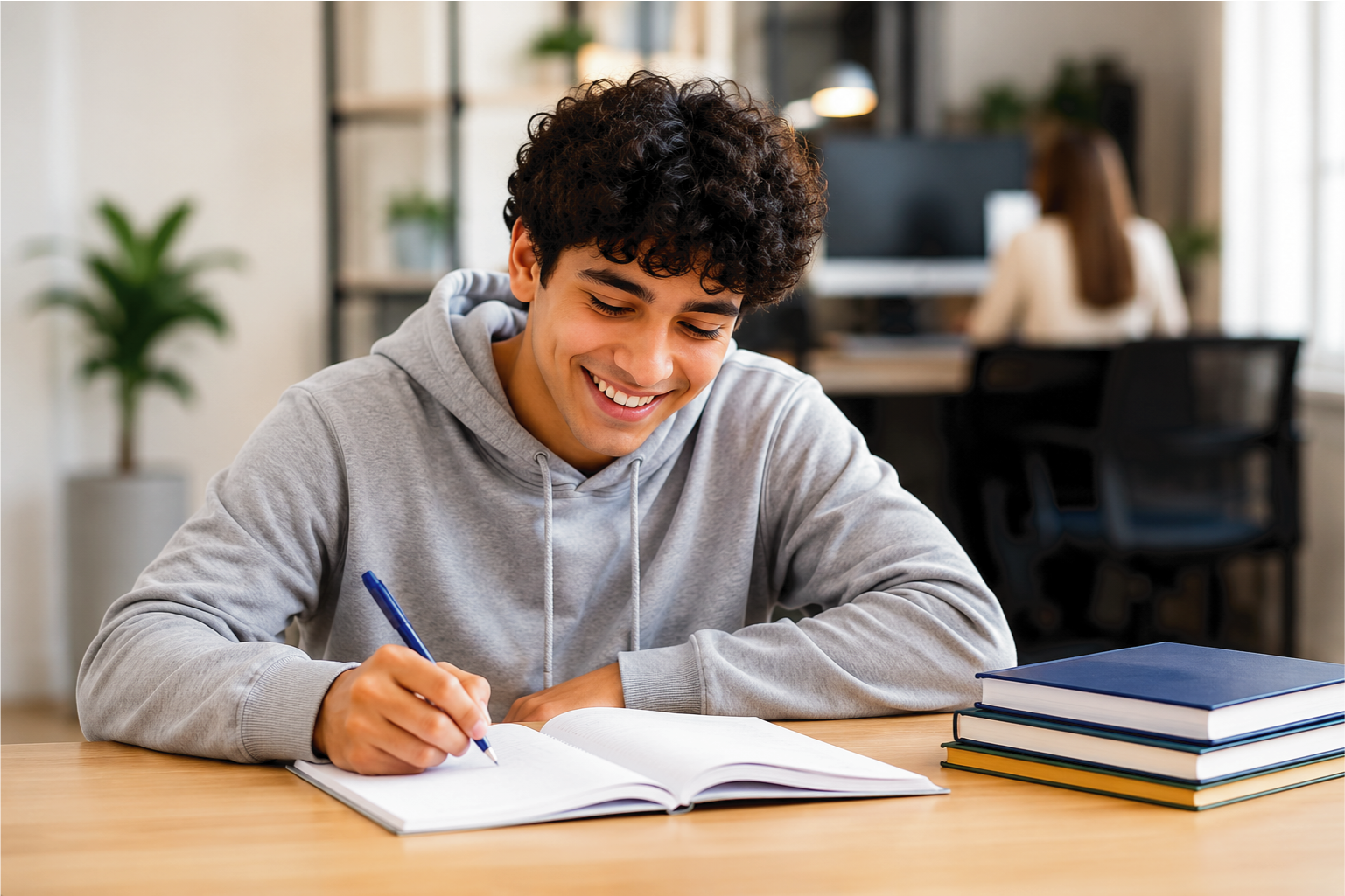 Student working at a desk